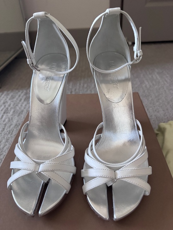 Burberry Shoes - Burberry White Split-Toe Ankle-Strap High Heels